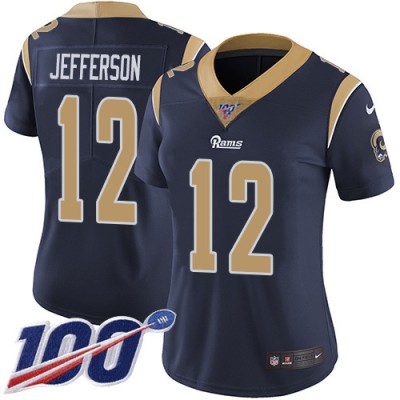 Nike Los Angeles Rams #12 Van Jefferson Navy Blue Team Color Women's Stitched NFL 100th Season Vapor Untouchable Limited Jersey